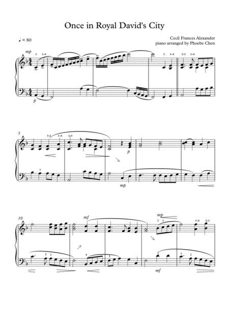 Once In Royal Davids City For Intermediate Piano Sheet Music