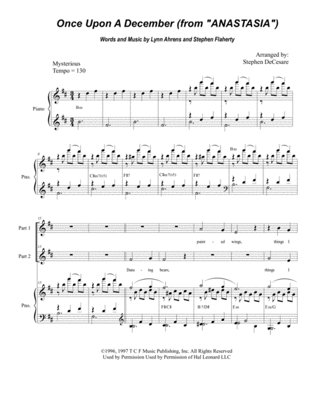 Once Upon A December For 2 Part Choir Sheet Music