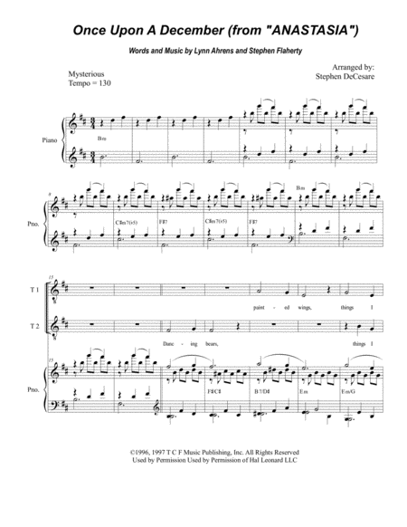 Free Sheet Music Once Upon A December For Ttb