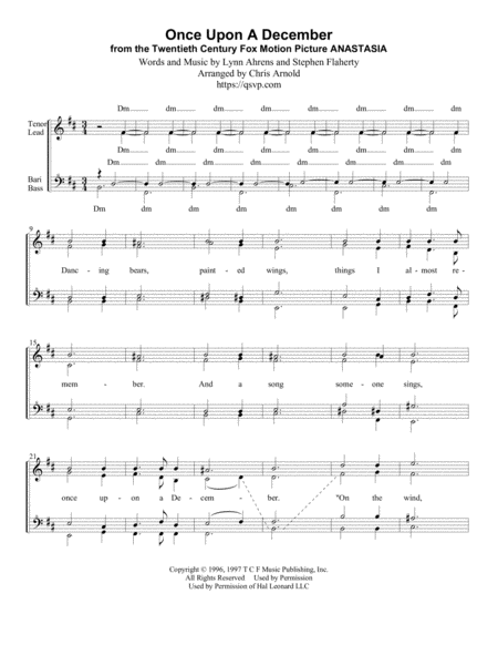 Free Sheet Music Once Upon A December Ssaa