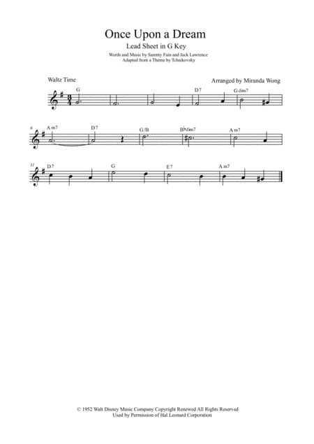 Once Upon A Dream Lead Sheet In 3 Keys With Chords Sheet Music