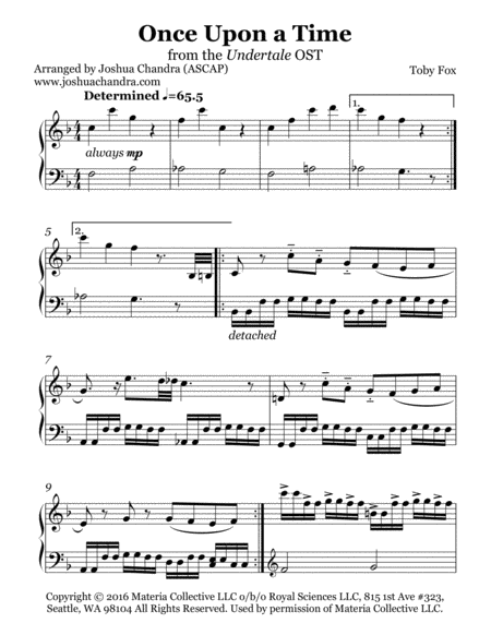 Once Upon A Time From Undertale Sheet Music