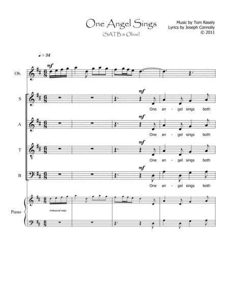 One Angel Sings Satb Oboe Sheet Music