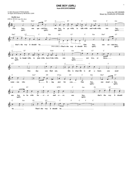 One Boy Girl From Bye Bye Birdie Sheet Music