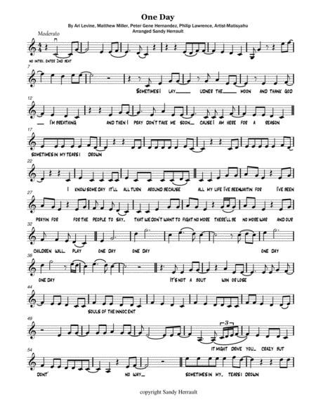 One Day By Matisyahu For Violin Sheet Music