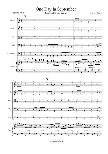 Free Sheet Music One Day In September Piano Orchestra Lucian Opris