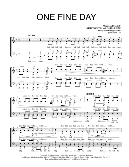 One Fine Day Chorus Pricing Sheet Music