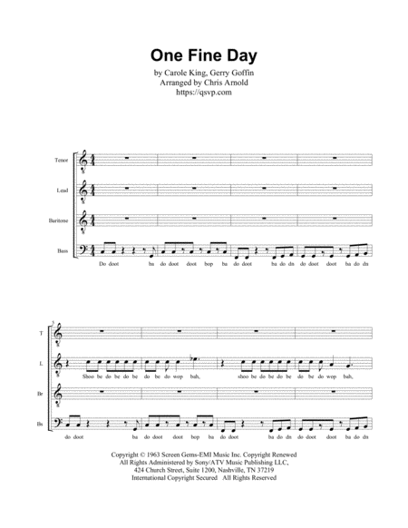 Free Sheet Music One Fine Day Ttbb