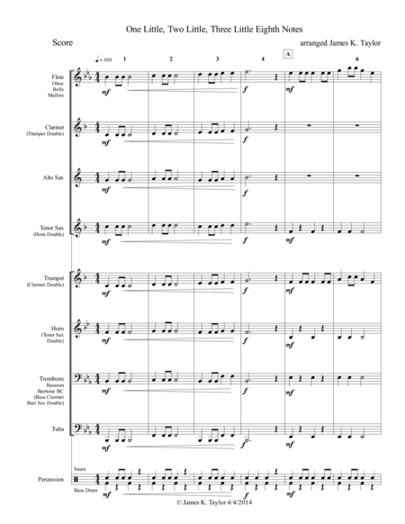 Free Sheet Music One Little Two Little Three Little Eighth Notes