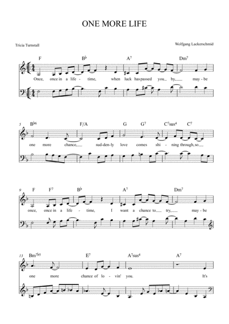 Free Sheet Music One More Life Bass Vocals