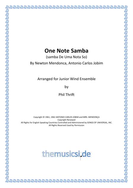 One Note Samba For Junior Wind Ensemble Sheet Music