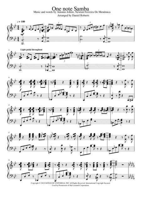 One Note Samba Sheet Music