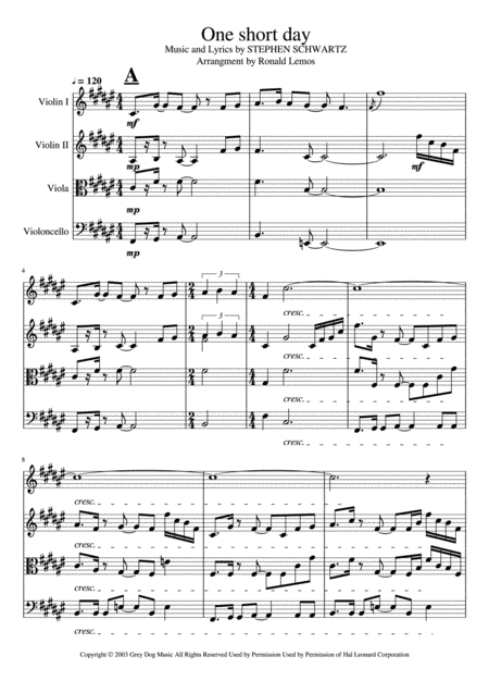 One Short Day Sheet Music