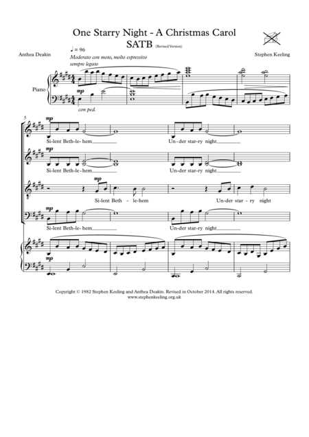 Free Sheet Music One Starry Night A Christmas Carol