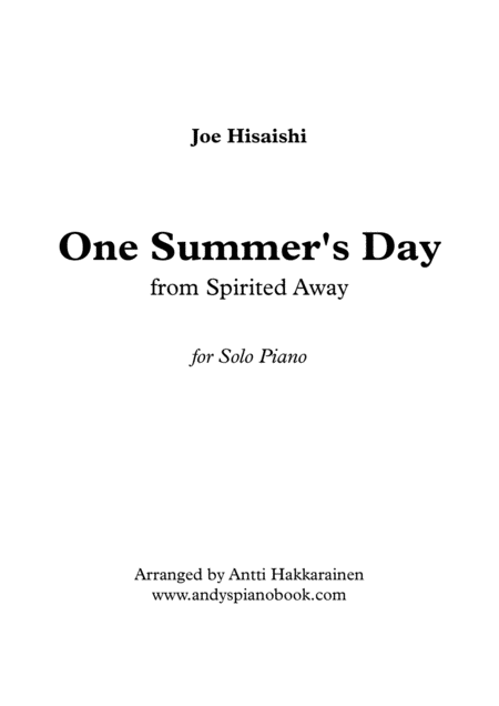 Free Sheet Music One Summers Day From Spirited Away Piano