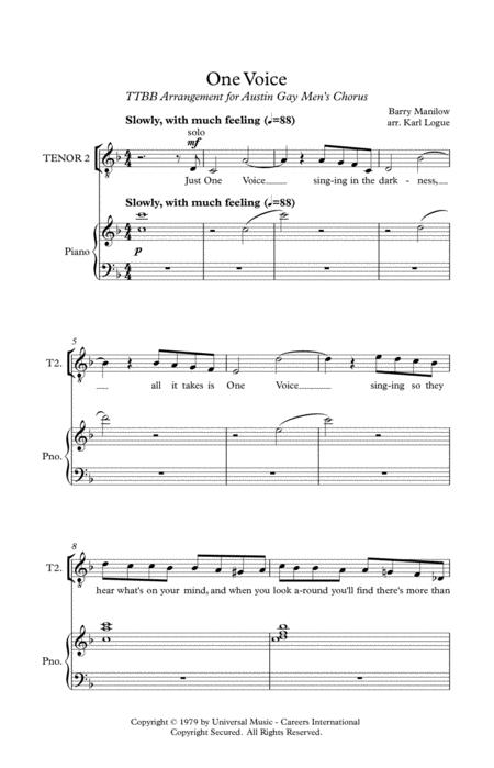 One Voice Ttbb Sheet Music