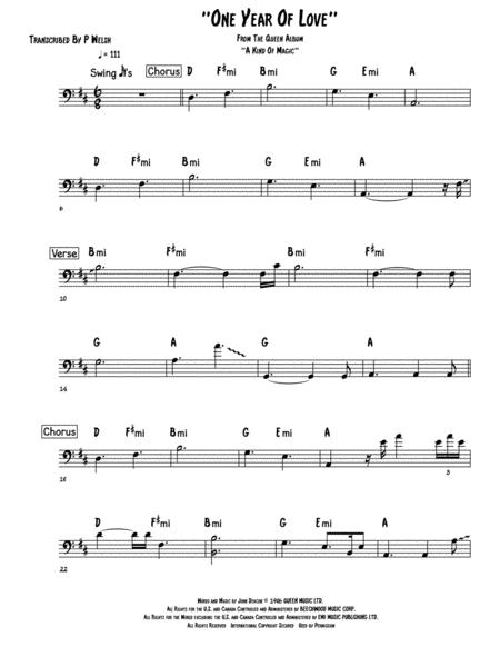 One Year Of Love Bass Guitar Sheet Music