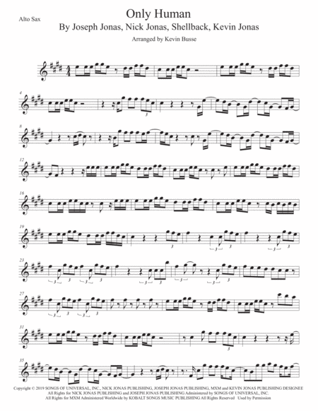 Only Human Alto Sax Sheet Music