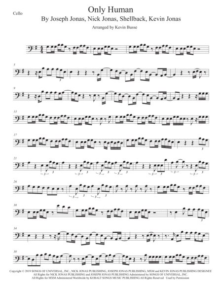 Only Human Cello Sheet Music