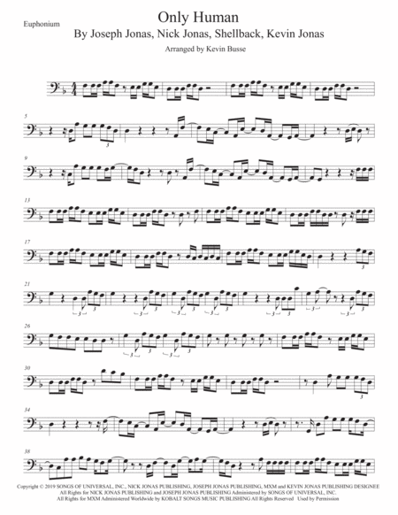 Only Human Original Key Euphonium Sheet Music