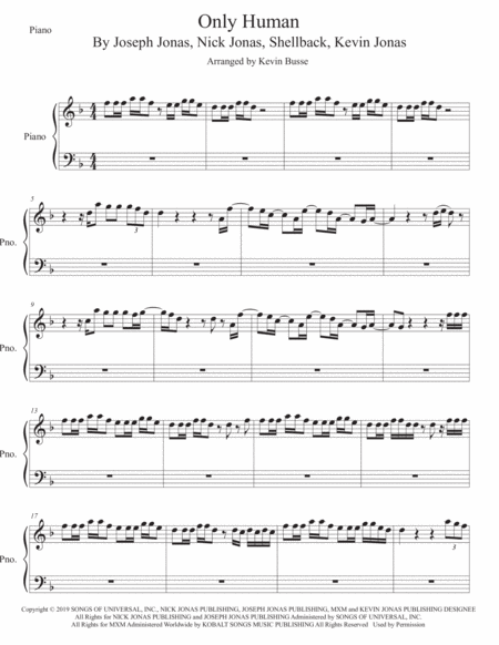 Free Sheet Music Only Human Original Key Piano