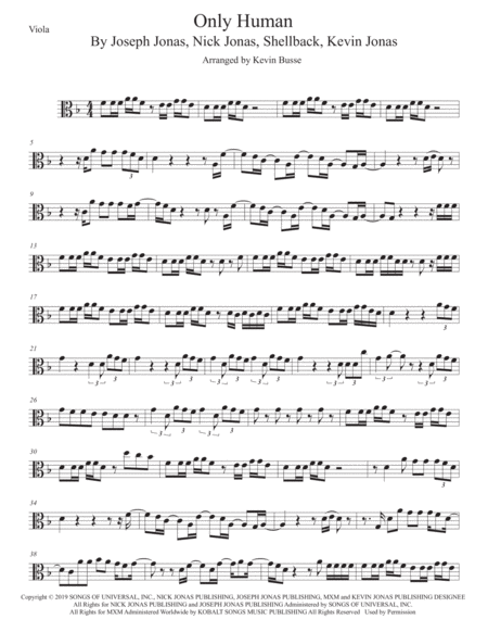 Free Sheet Music Only Human Original Key Viola
