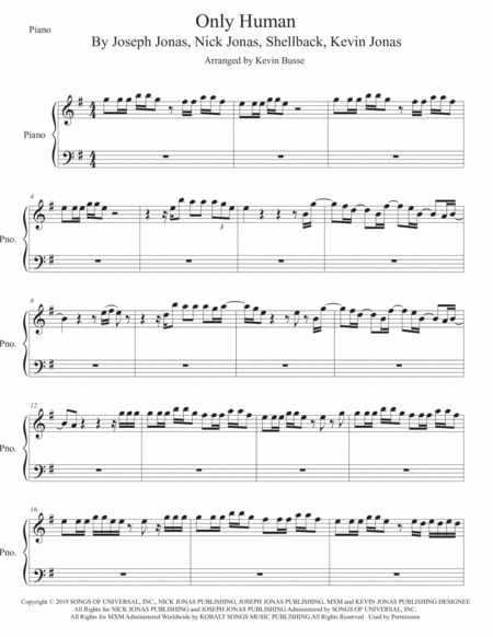 Free Sheet Music Only Human Piano