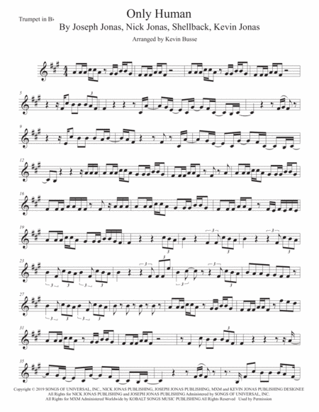 Only Human Trumpet Sheet Music