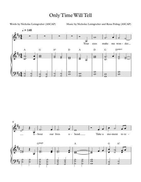 Only Time Will Tell Sheet Music