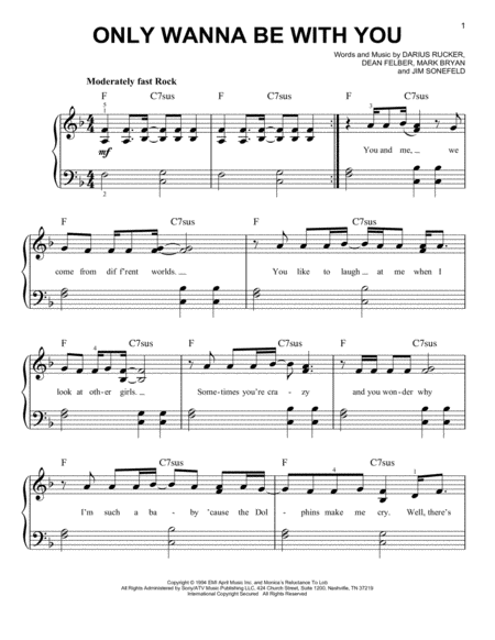 Free Sheet Music Only Wanna Be With You