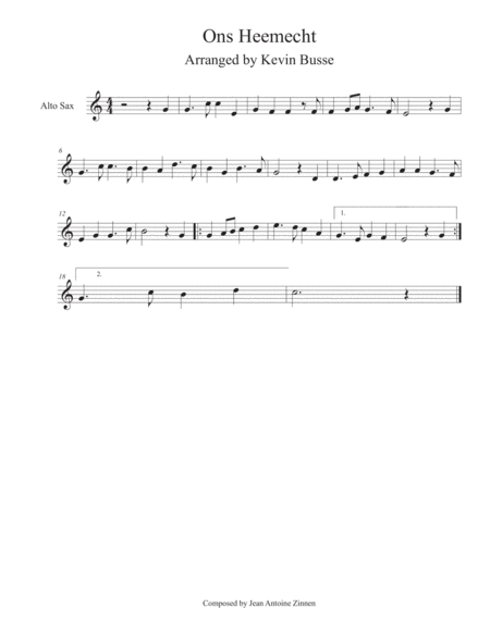 Ons Heemecht Alto Sax Sheet Music