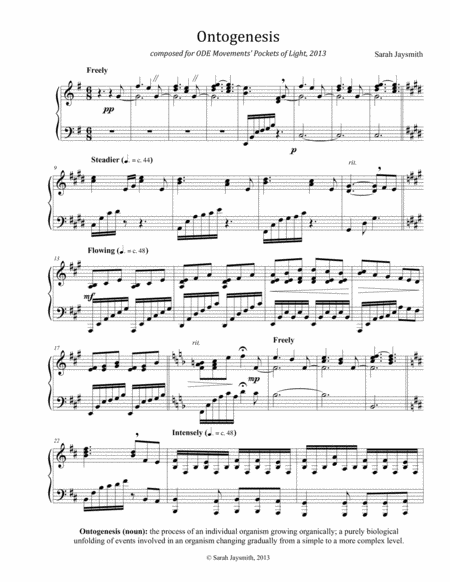 Free Sheet Music Ontogenesis Piano Solo By Sarah Jaysmith