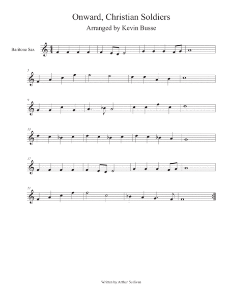 Onward Christian Soldiers Easy Key Of C Bari Sax Sheet Music