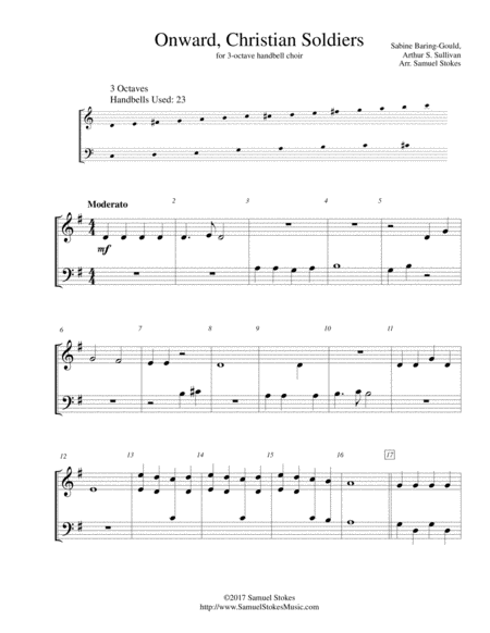 Onward Christian Soldiers For 3 Octave Handbell Choir Sheet Music