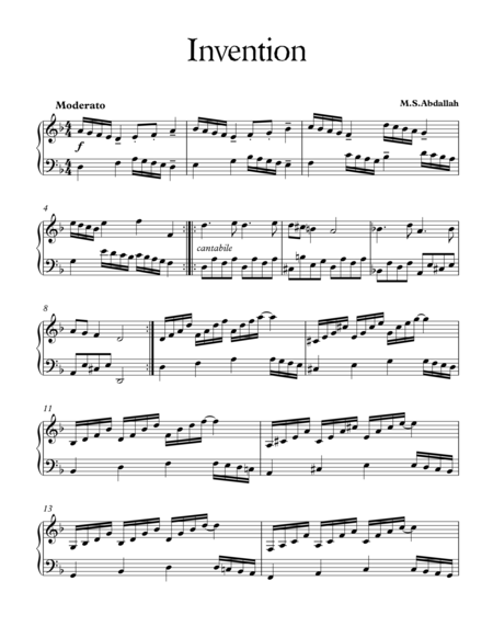 Op 1 No 5 Invention Sheet Music