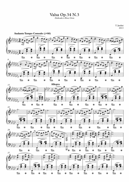 Free Sheet Music Op 34 Waltz N 3 Andante Tempo Comodo In A Flat Major
