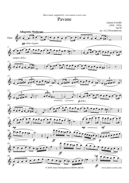 Free Sheet Music Op 50 Pavane Solo Flute Long Version