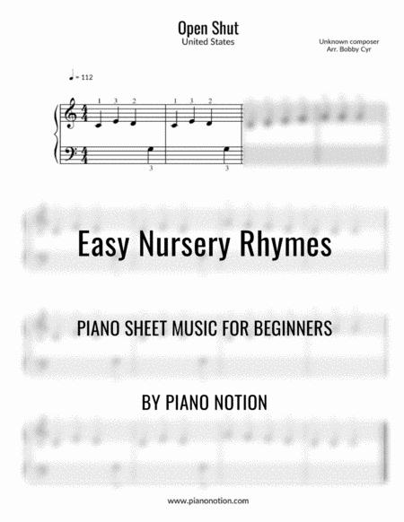 Open Shut Easy Piano Solo Sheet Music