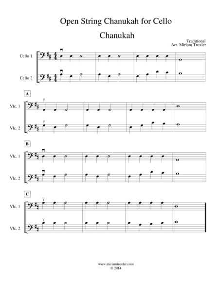 Open String Chanukah For Cello Sheet Music