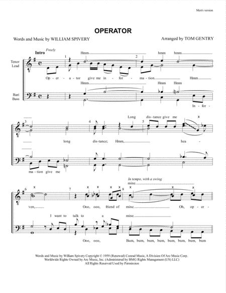 Operator Ttbb Sheet Music