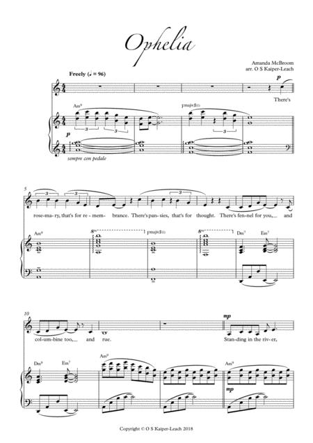 Ophelia Female Solo Sheet Music