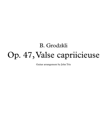 Opus 47 Valse Capriicieuse Tab Sheet Music