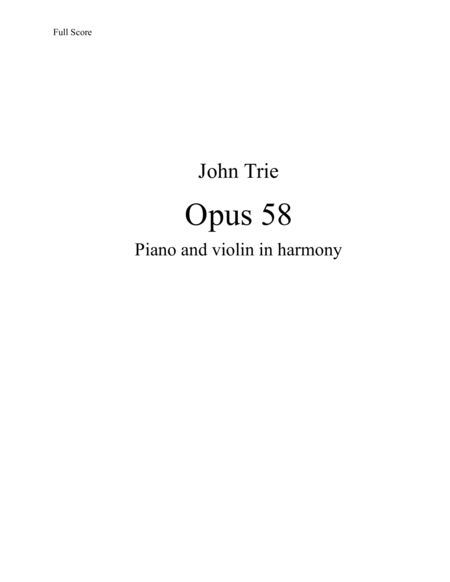 Opus 58 Piano And Violin In Harmony Sheet Music