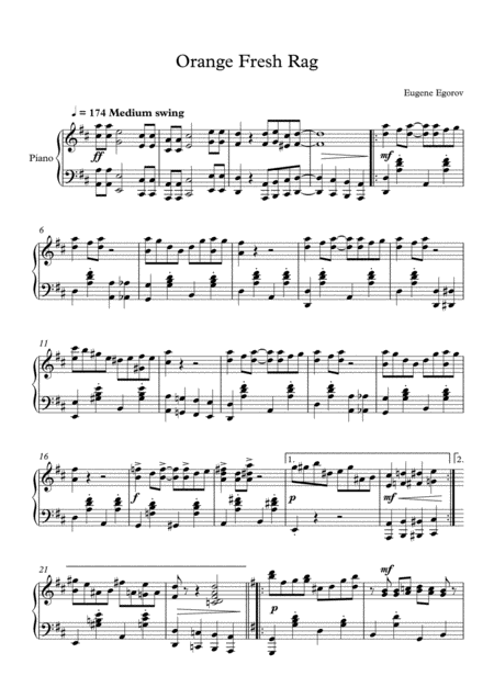 Free Sheet Music Orange Fresh Rag