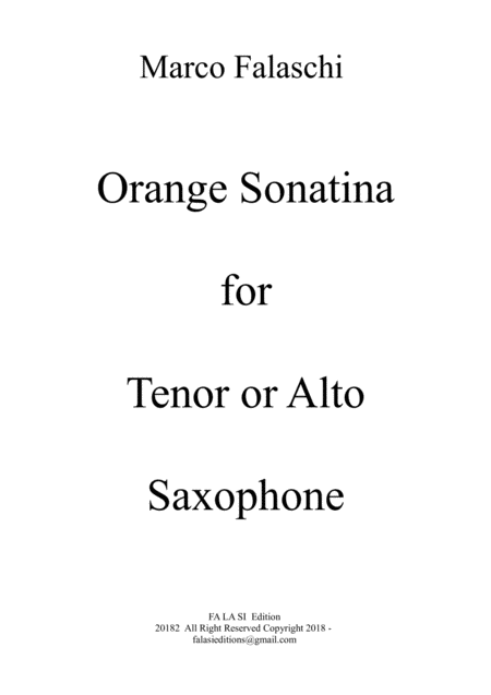 Orange Sonatina For Tenor Or Alto Saxopone Sheet Music