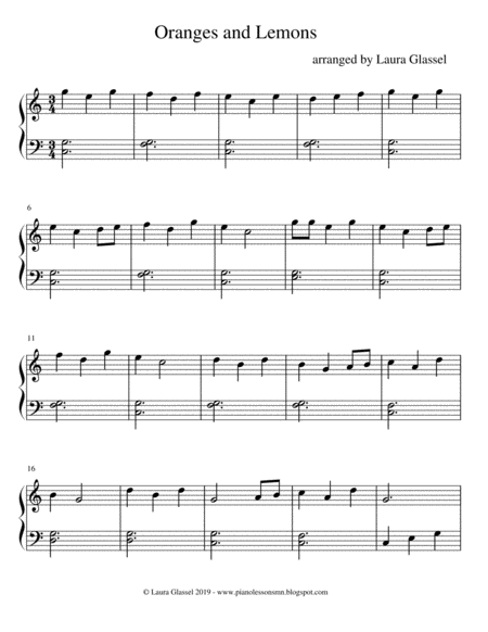 Free Sheet Music Oranges And Lemons