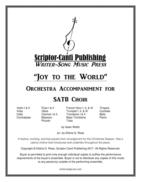 Orchestrated Accompaniment For Joy To The World Satb Sheet Music