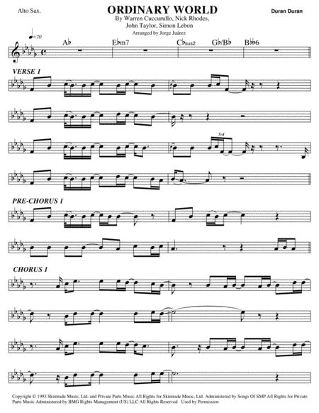 Free Sheet Music Ordinary World Alto Sax