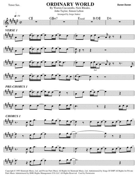 Ordinary World Tenor Sax Sheet Music