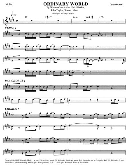 Ordinary World Violin Sheet Music